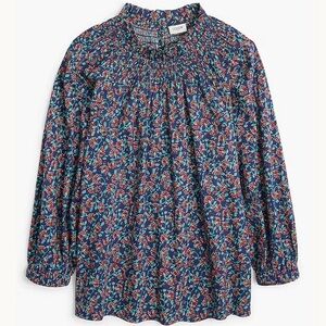J. Crew Factory Printed smocked-neck top